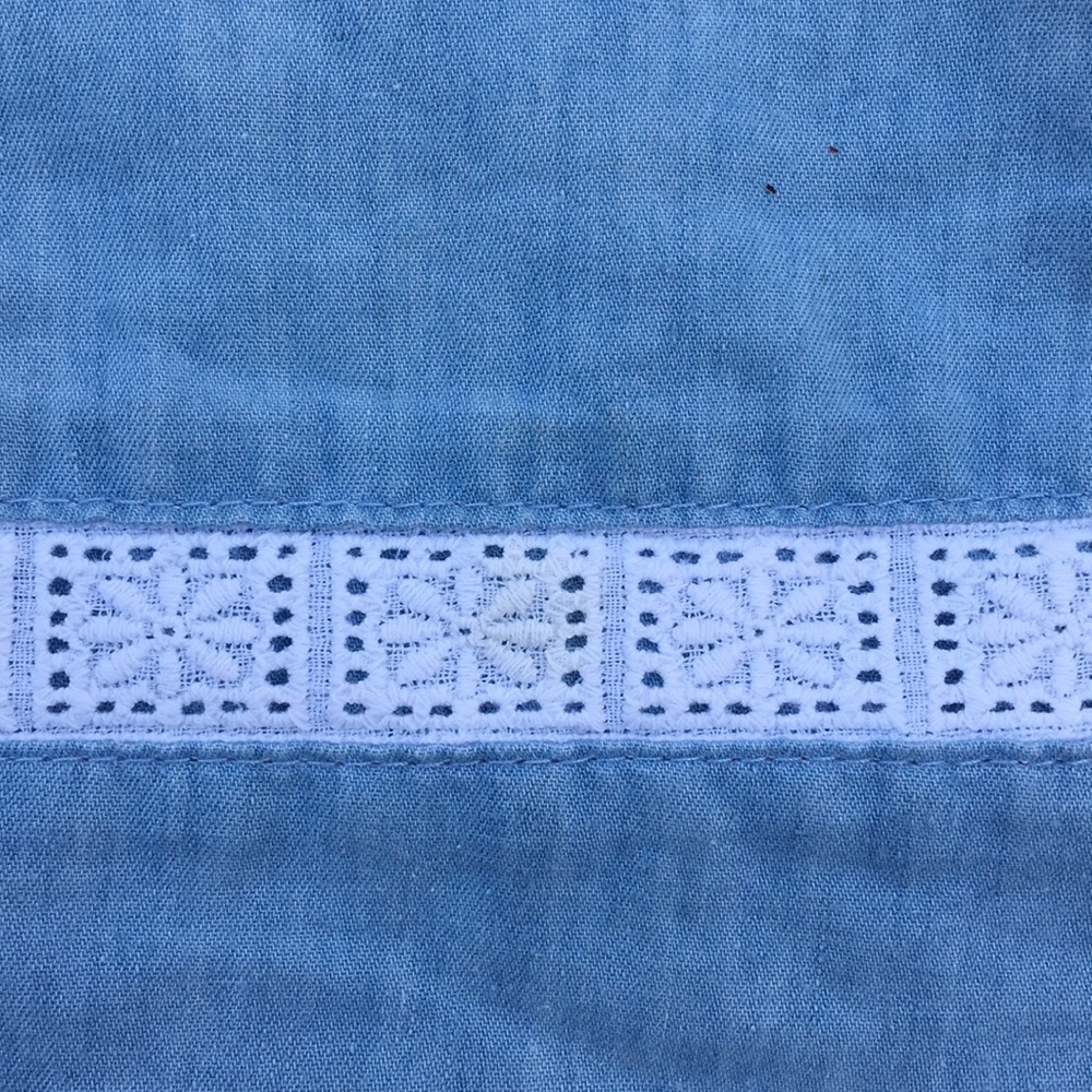 Vintage Feel Blue Skirt with Lace Detail Hem - Picture 8 of 9